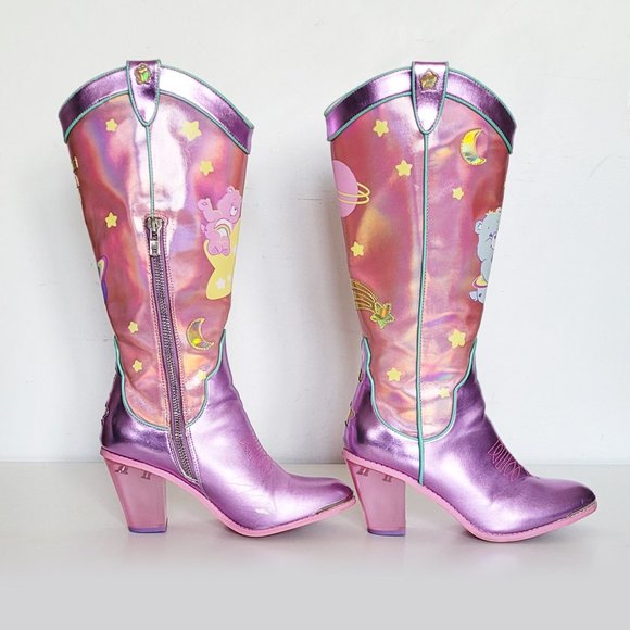 Dolls Kill X Care Bears Magical Moon Holographic Space Cowboy Boots - Size 10M - Picture 7 of 16
